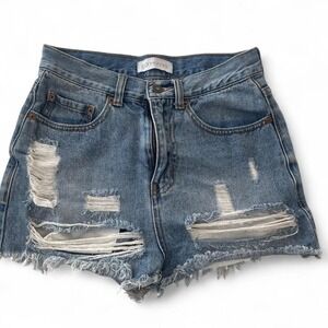 Bonhomie blue denim cut off shorts